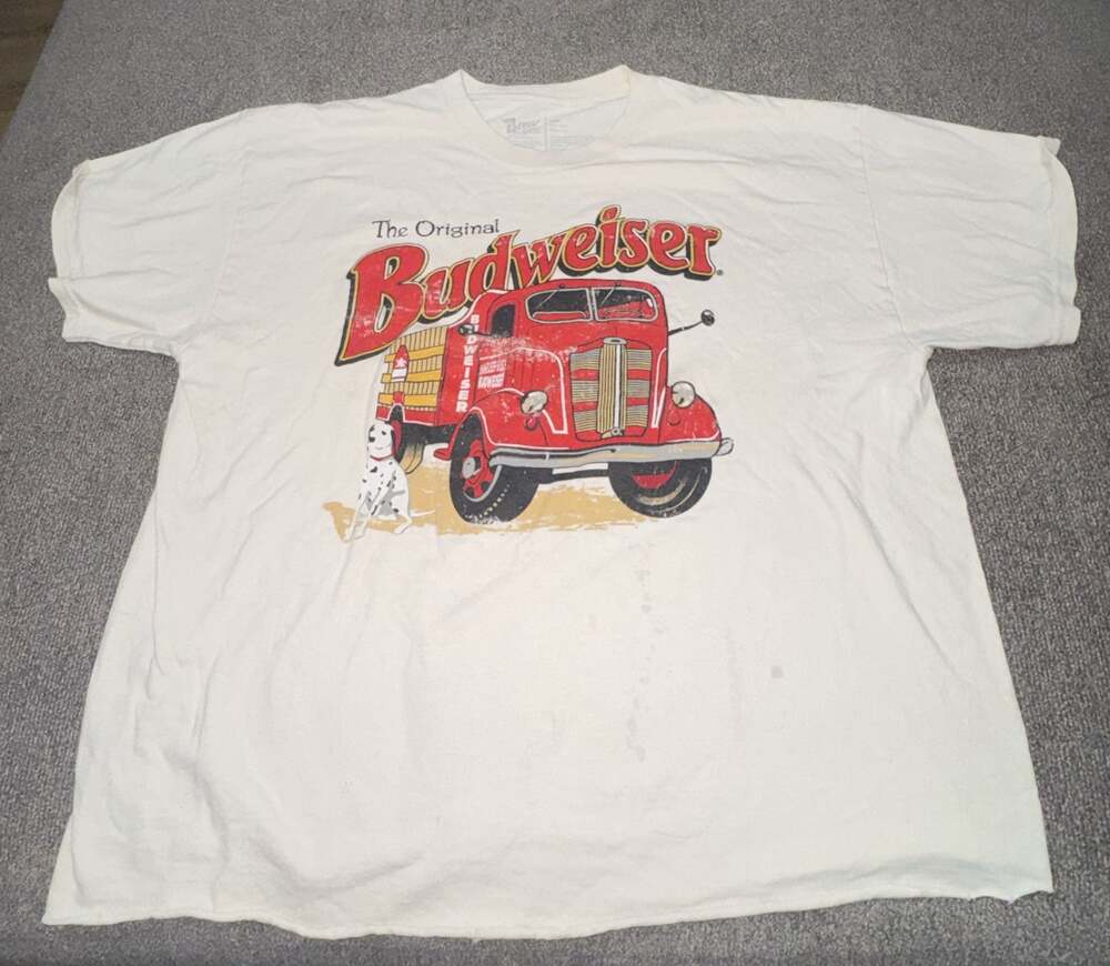 Brew City The Original Budweiser Graphic T W/Retro Delivery Truck and Dalmatian